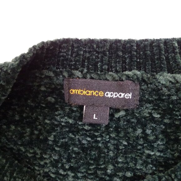 Ambiance Apparel Chenille Knit Sweater Pullover Women Size L Green Long Sleeve - Picture 4 of 9